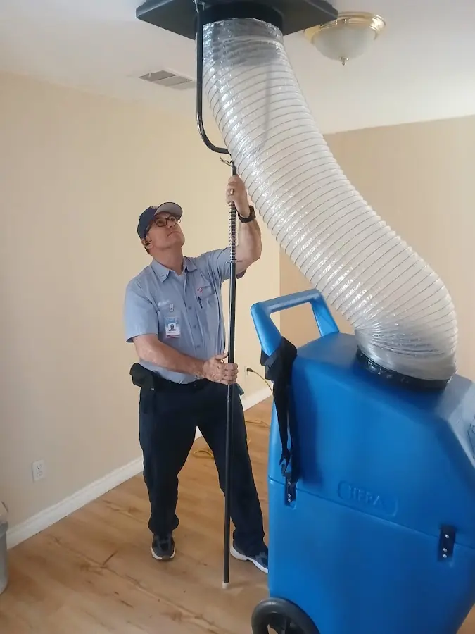Mini Split Installation technician using HEPA equipment in Silver Spring